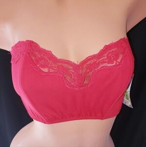 New Vintage 80's Lacy Red Boned Fashion Form Corselette Bra Sz XL Lingerie